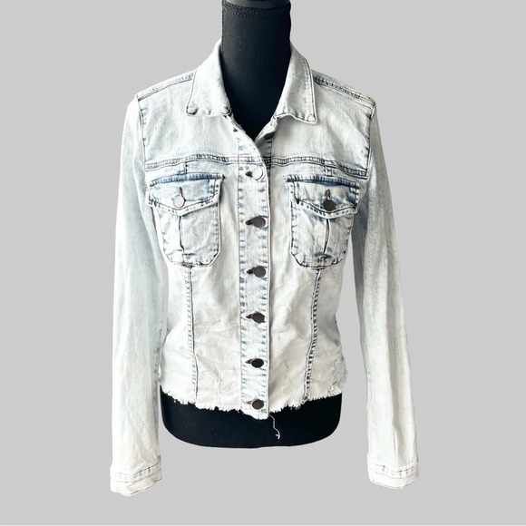 Kut From the Kloth Light Wash Distressed Jean Jacket - Picture 2 of 16